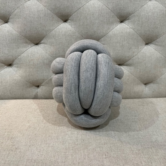 Small Heather Gray Handmade Knot Pillow - Picture 3 of 10